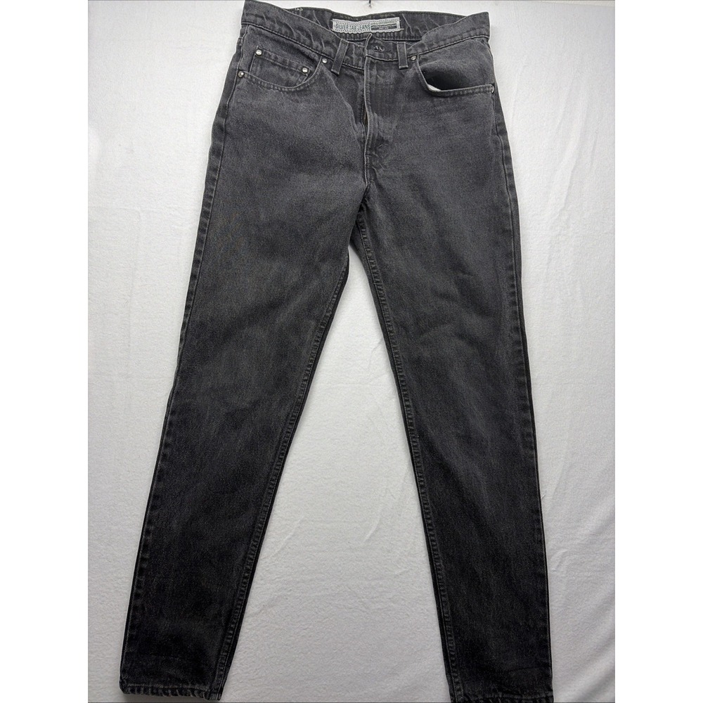 Vtg 1980s Levis Silver Tab 512 black Mens jeans 33x32 Faded USA Made Red Batwing
